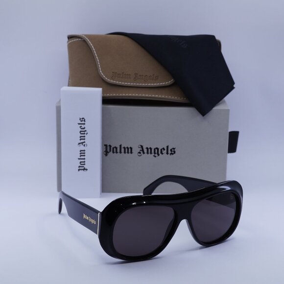 Palm Angels PERI103 ELFIN 1007 Aviator Sunglasses - Black/Dark Grey - Picture 1 of 9